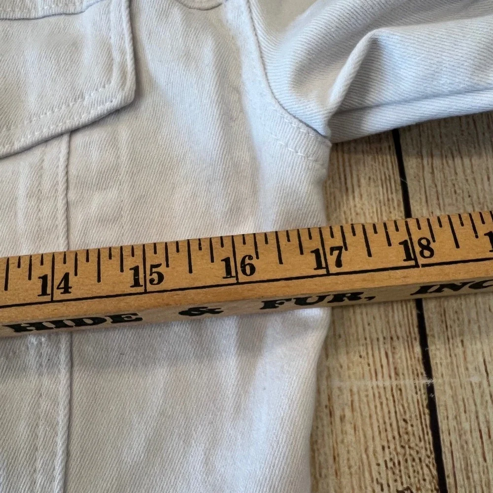Amalli Talli Womens NWOT White‎ Denim Trucker Jacket Tall Small  Collared Button